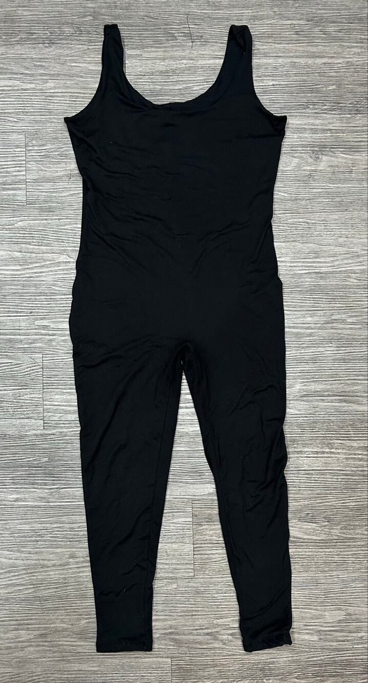 Bumpsuit Black Tank Unitard Jumpsuit Full Length Bodysuit Size XL Activewear